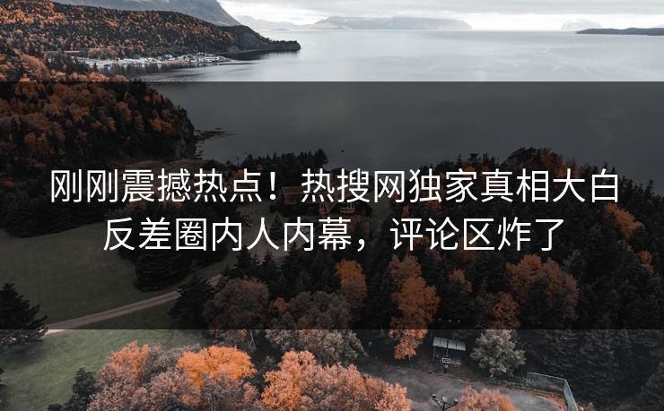 刚刚震撼热点！热搜网独家真相大白反差圈内人内幕，评论区炸了