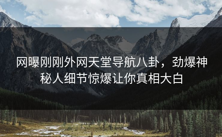 网曝刚刚外网天堂导航八卦，劲爆神秘人细节惊爆让你真相大白