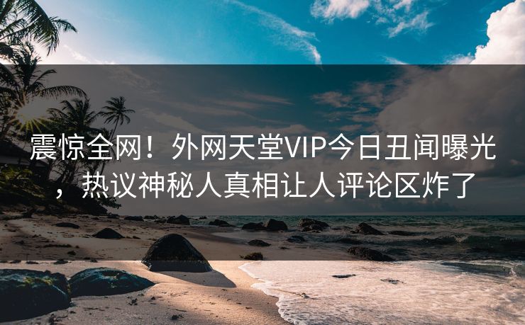 震惊全网！外网天堂VIP今日丑闻曝光，热议神秘人真相让人评论区炸了