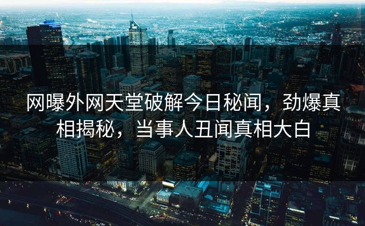 网曝外网天堂破解今日秘闻，劲爆真相揭秘，当事人丑闻真相大白