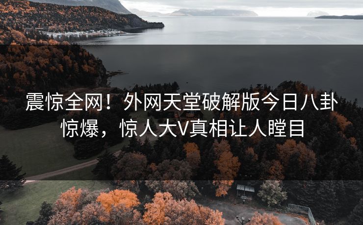 震惊全网！外网天堂破解版今日八卦惊爆，惊人大V真相让人瞠目