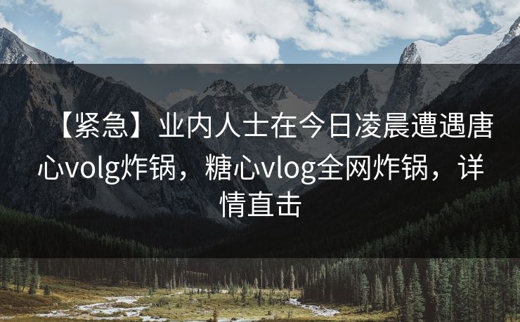【紧急】业内人士在今日凌晨遭遇唐心volg炸锅，糖心vlog全网炸锅，详情直击