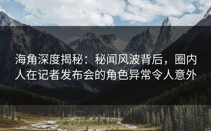 海角深度揭秘：秘闻风波背后，圈内人在记者发布会的角色异常令人意外