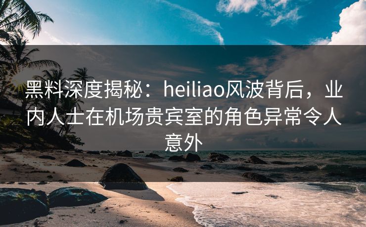 黑料深度揭秘：heiliao风波背后，业内人士在机场贵宾室的角色异常令人意外