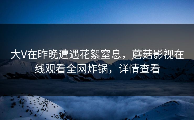 大V在昨晚遭遇花絮窒息，蘑菇影视在线观看全网炸锅，详情查看
