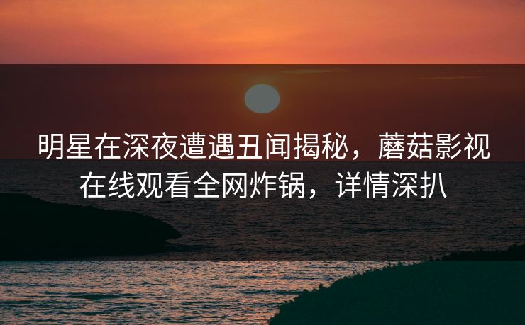 明星在深夜遭遇丑闻揭秘，蘑菇影视在线观看全网炸锅，详情深扒