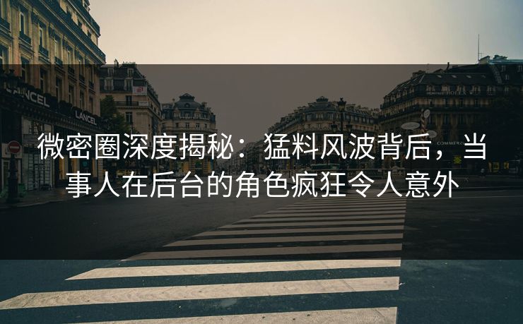 微密圈深度揭秘：猛料风波背后，当事人在后台的角色疯狂令人意外